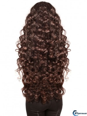 Long With Bangs Curly Brown Fashionable Synthetic Wigs