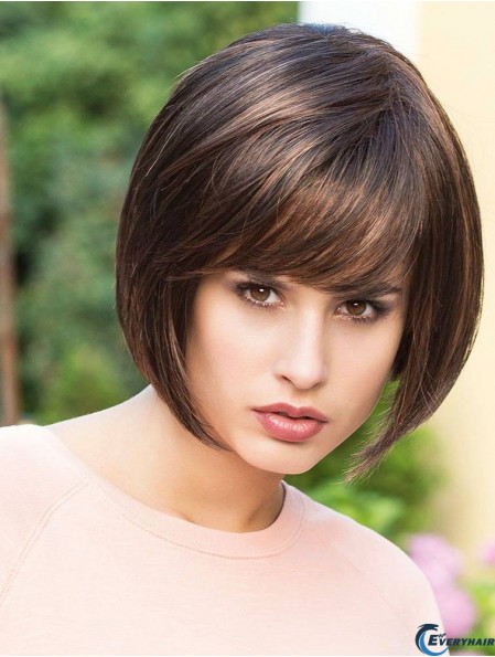 Chin Length Black Ideal 8 inch Straight Bob Wigs