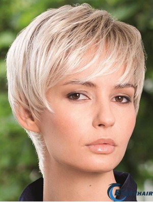 Synthetic Hair Wig Boycuts Straight Style Blonde Color Short Length
