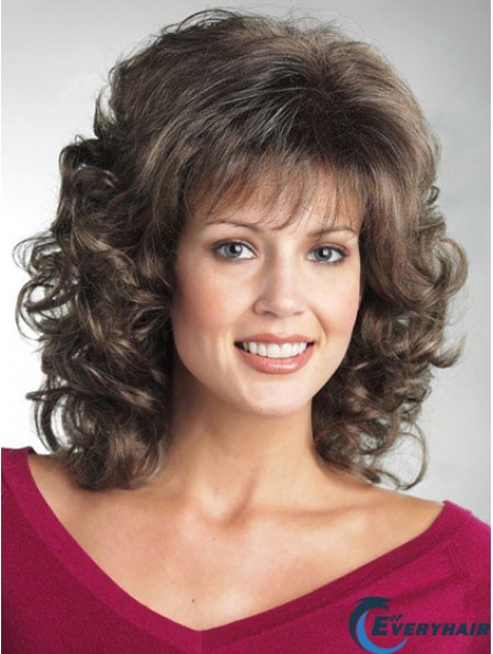 Durable Wigs For The Elderly Lady Curly Style Shoulder Length Wigs Canada