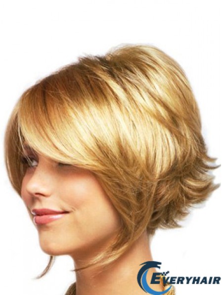 Sleek Blonde Chin Length Wavy Layered Lace Front Wigs