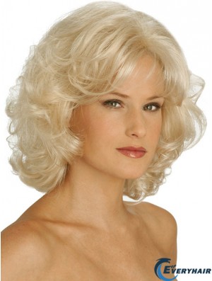 Wigs UK Synthetic Chin Length Blonde Color Curly Style