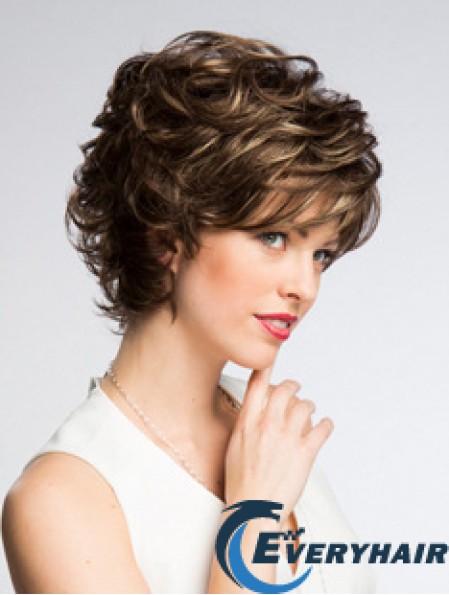 High Quality Chin Length Wavy Monofilament Layered 8 inch Synthetic Wigs