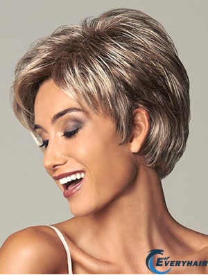 Best 7 inch Straight Brown Layered Short Wigs