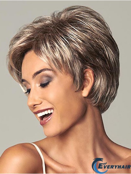 Best 7 inch Straight Brown Layered Short Wigs