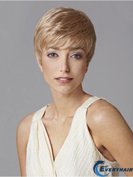 Fashionable 5 inch Straight Blonde Boycuts Short Wigs