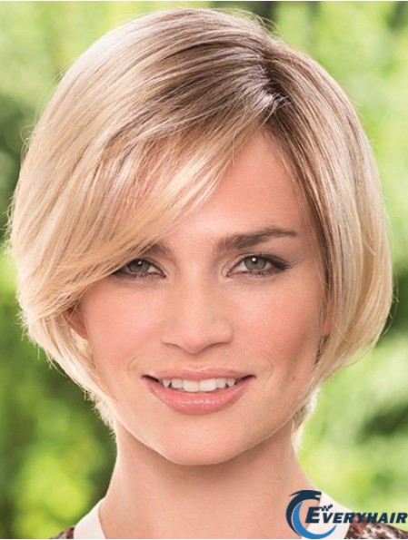 Chin Length Blonde Durable 8 inch Straight Bob Wigs