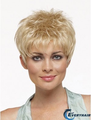 Cropped Boycuts Straight Blonde Online Synthetic Wigs