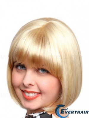 Chin Length Bobs Straight Blonde Affordable Synthetic Wigs