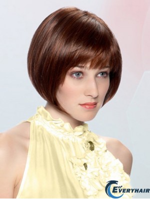 Straight Chin Length Auburn 10 inch Lace Front Durable Bob Wigs