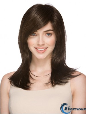 Very Cheap Synthetic Wigs Layered Cut Straight Style Brown Color