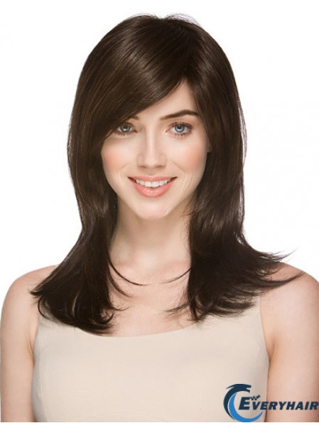 Very Cheap Synthetic Wigs Layered Cut Straight Style Brown Color