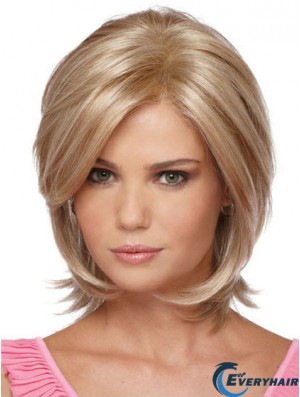 Chin Length Bobs Straight Blonde Modern Synthetic Wigs