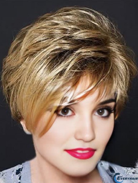 Blonde Cropped Wavy Layered Capless Wig