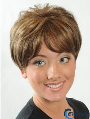 Short Boycuts Straight Auburn Online Synthetic Wigs