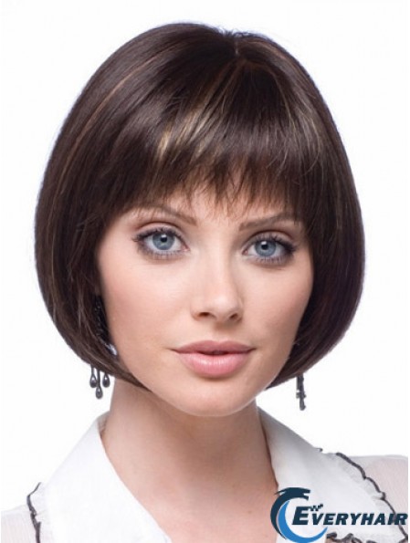 Lace Front Short Straight Brown Flexibility Bob Wigs