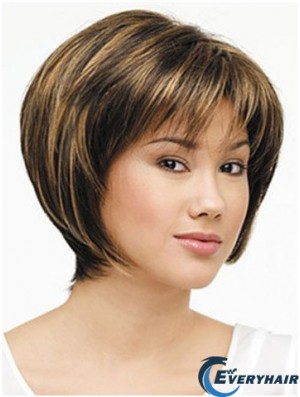 Lace Front Chin Length Straight Brown Designed Bob Wigs