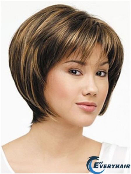 Lace Front Chin Length Straight Brown Designed Bob Wigs