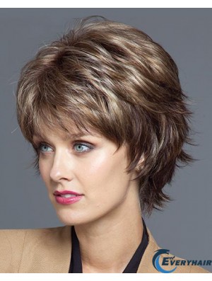 Wavy Layered 8.25 inch Brown Sassy Synthetic Wigs