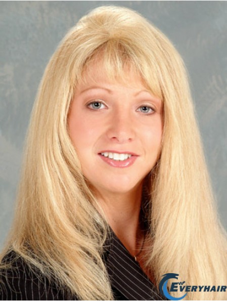 Durable Blonde Straight With Bangs Long Wigs