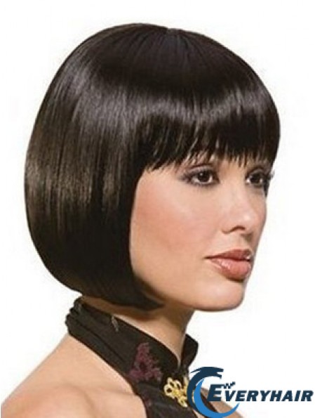Chin Length Bobs Straight Black Sassy Synthetic Wigs