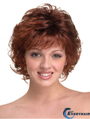 Synthetic Hair Head Wigs With Capless Auburn Color Chin Length