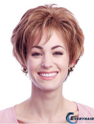 Stylish Auburn Short Layered Wavy Glueless Lace Front Wigs