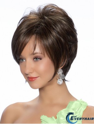 Black Chin Length Straight Layered 8 inch Sassy Medium Wigs