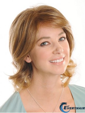 Blonde Shoulder Length Wavy Layered 13 inch No-Fuss Medium Wigs