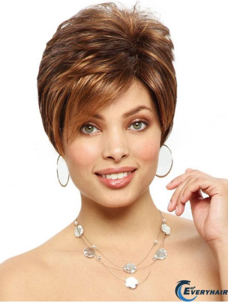 Straight Layered 6 inch Auburn Soft Synthetic Wigs