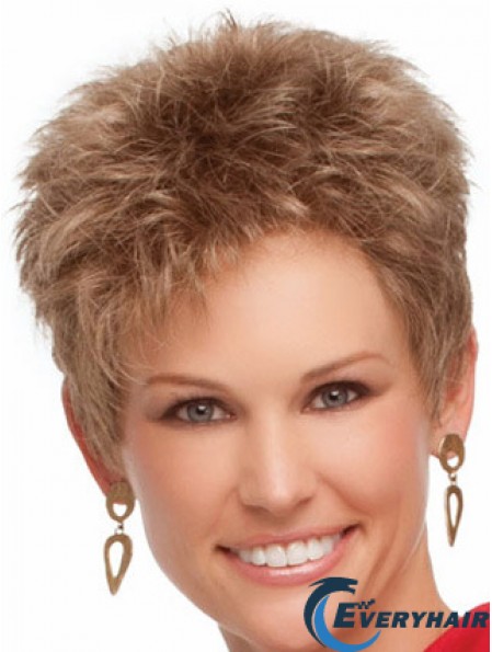 Cropped Boycuts Wavy Blonde Suitable Synthetic Wigs