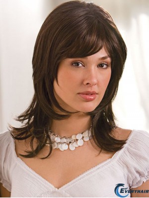 Straight Layered 16 inch Brown Perfect Synthetic Wigs