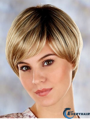 High Quality 7 inch Straight Blonde Layered Short Wigs