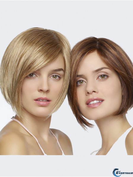 Straight Chin Length Blonde 8 inch Lace Front Convenient Bob Wigs