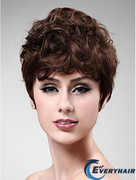 Cropped Boycuts Wavy Auburn Sassy Synthetic Wigs