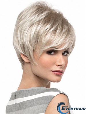 Popular 8 inch Straight Blonde With Bangs Short Wigs