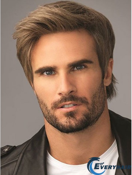 8 inch Classic Straight Brown Synthetic Men Wig