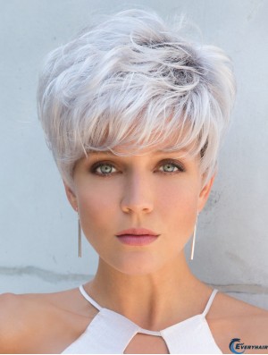 Great Cropped Straight 5 inch Capless Grey Wigs For Women