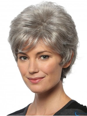 Great Short Wavy 8 inch Capless Cheap Grey Wigs
