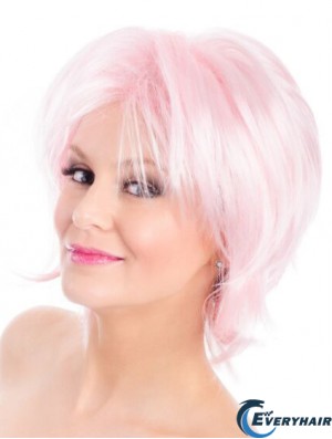 Straight Bobs Pink 8 inch Capless Wig Fashion