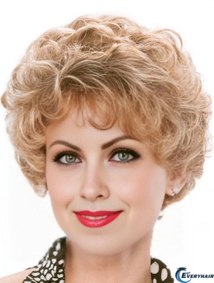 Durable Pixie Blonde Short Capless Curly Classic Ladies Wig