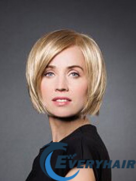10 inch Straight Blonde Synthetic Chin Length Monofilament Wig Bob
