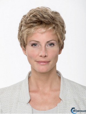 Synthetic Wavy Blonde 8 inch Short Monofilament Classic Wig