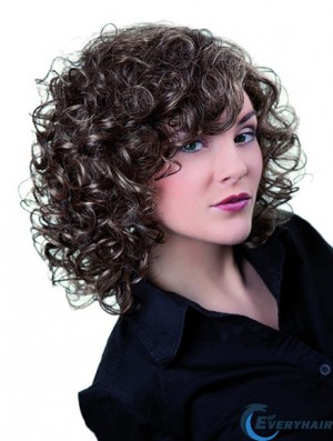 Grey Shoulder Length Synthetic 13 inch Curly Layered Cheap Lace Wigs