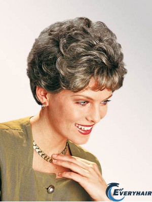 Curly Grey 7 inch Classic Synthetic Lace Front Short Wig