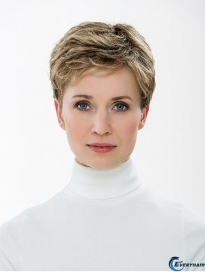 Durable Synthetic Capless 4 inch Boycuts Straight Blonde Short Wig Canada