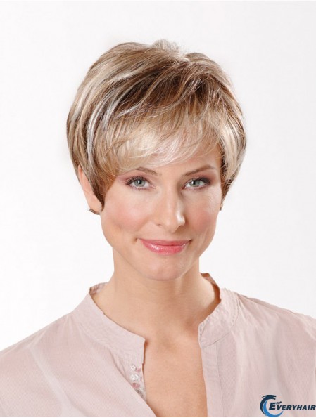 Synthetic Capless 8 inch Boycuts Straight Blonde Short Cut Wigs