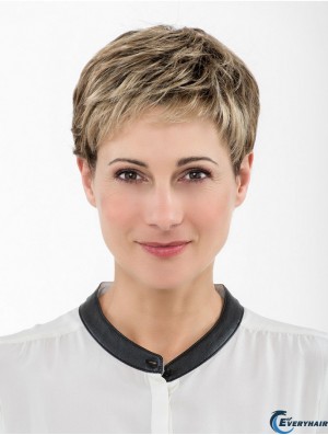 Blonde Straight Boycuts Capless 4 inch Cropped Synthetic Wigs