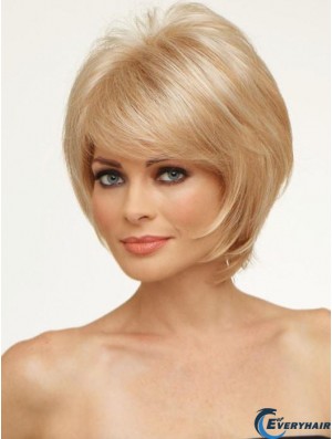 Copper With Bangs Straight 8 inch Chin Length Monofilament Hair Topper