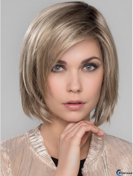 Platinum Blonde With Bangs Straight 10 inch Chin Length Mono Wigs